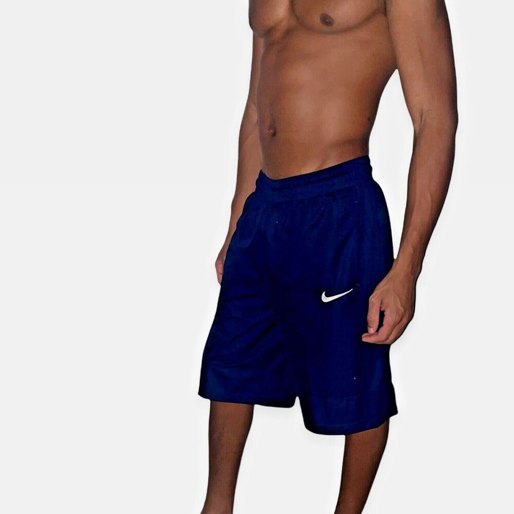 Nike Vintage Long Basketball Shorts Silky Soft Navy Blue Small